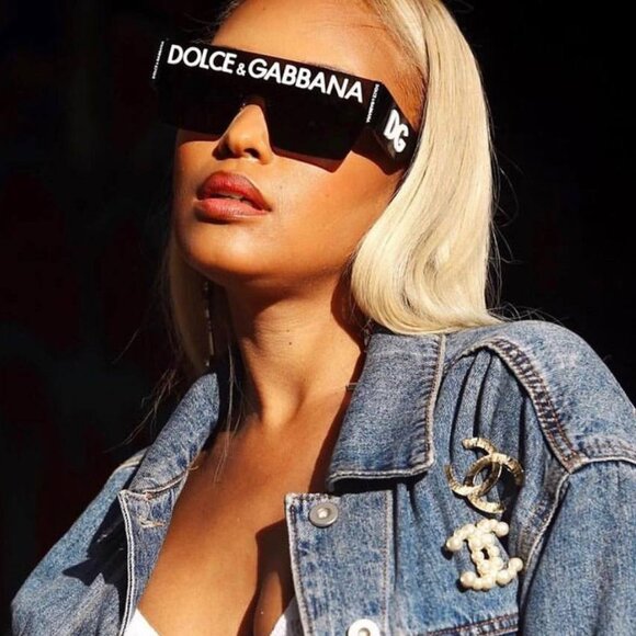 Dolce & Gabbana Accessories - Dolce & Gabbana DG2233 01/87 Sunglasses Black Shield Frame, Grey Lenses